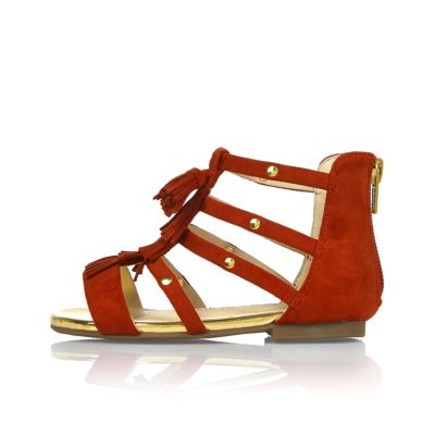 Mini girls red strappy sandals